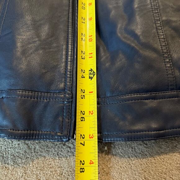 Mens Levis Black Faux Leather Jean Jacket Lined Zip Up Hooded Size Large $140 - Picture 4 of 14